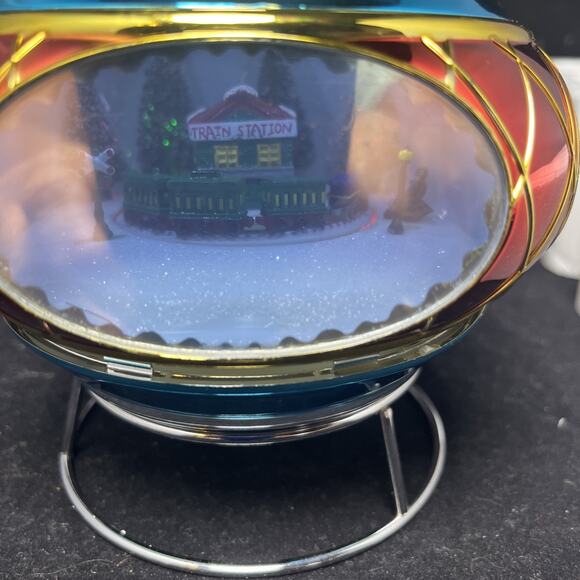 Mr. Christmas Magic Scene Ornament Musical Animated Train Station New In Box - Picture 2 of 8